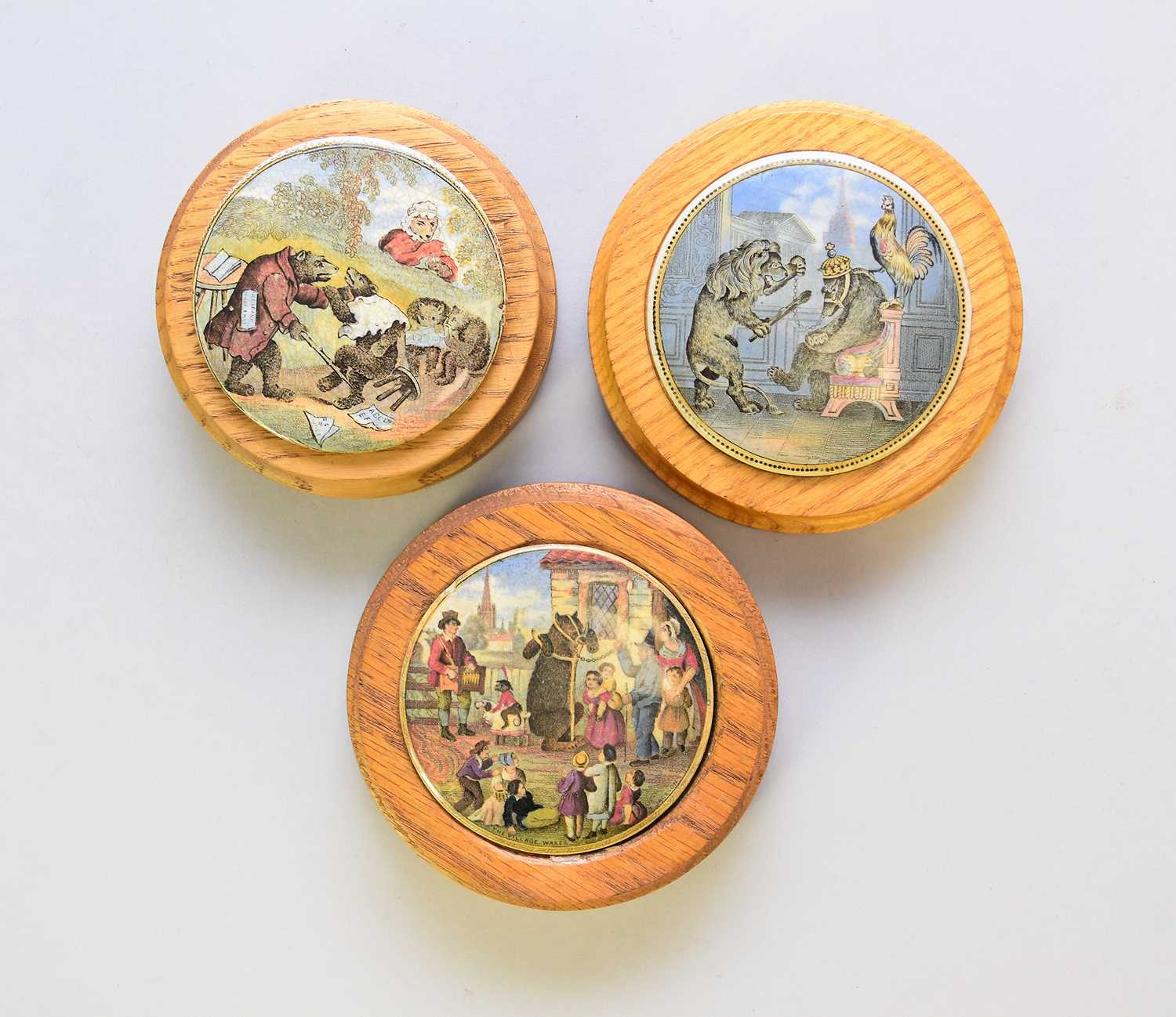 Lot 344 - Three prattware pot lids including Crimean War interest