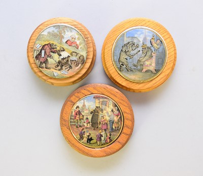 Lot 344 - Three prattware pot lids including Crimean War interest