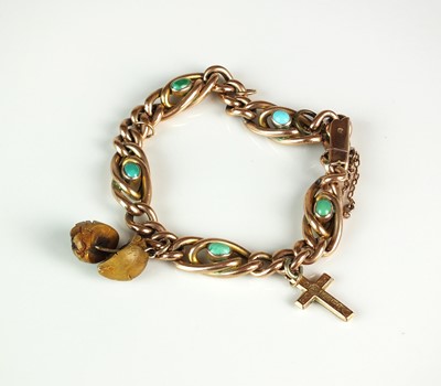 Lot 62 - A turquoise set hollow curb link bracelet