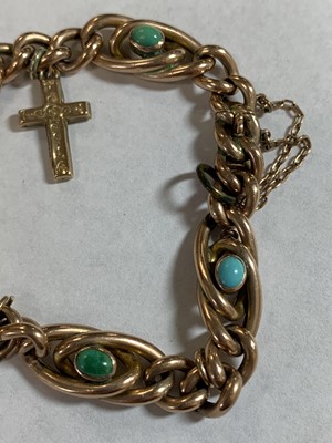 Lot 62 - A turquoise set hollow curb link bracelet