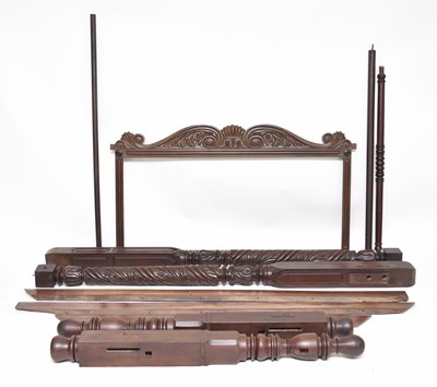 Lot 684 - A 19th century and later mahogany composite half tester bed frame