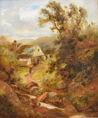 Lot 359 - Alfred Hinley (British 19th Century) Country Stream and Mill Cottage