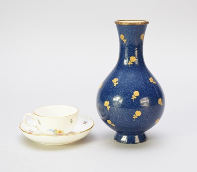 Lot 407 - A Sevres porcelain vase and a Meissen cup and saucer