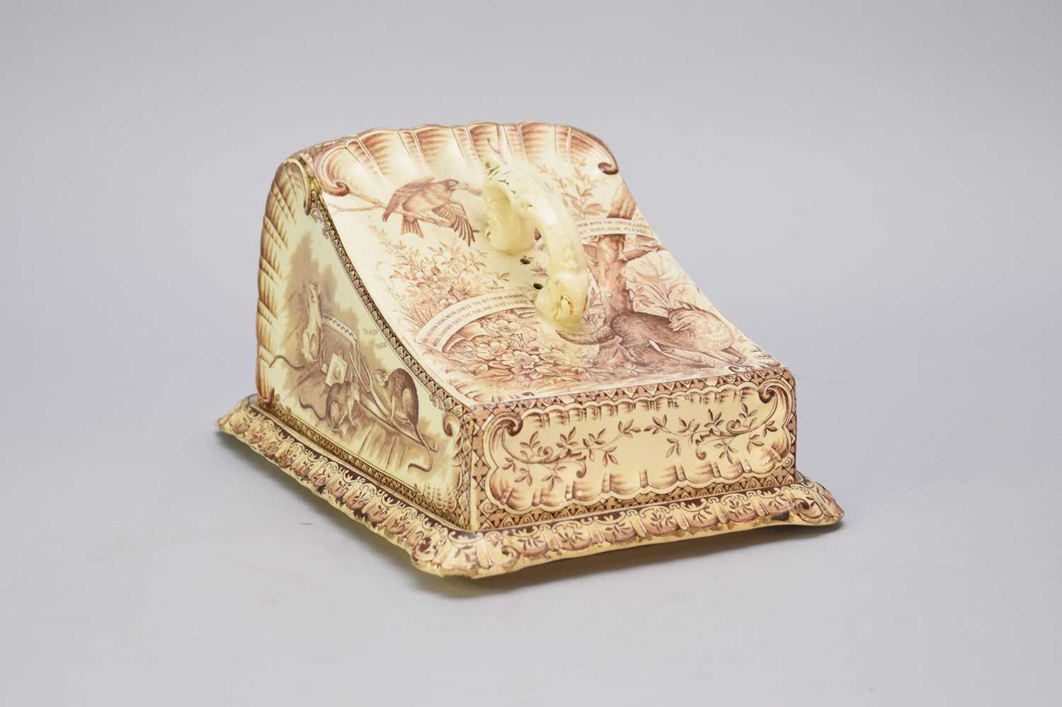 Lot 340 - A Victorian Burgess and Leigh 'Fables' cheese dish and stand
