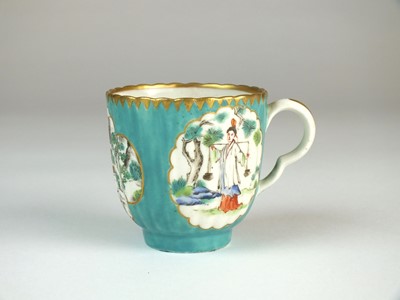 Lot 114 - A rare Caughley polychrome coffee cup, circa 1785-90