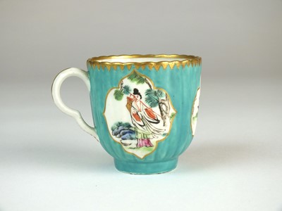 Lot 114 - A rare Caughley polychrome coffee cup, circa 1785-90