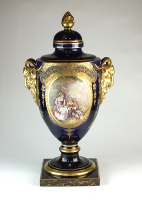 Lot 158 - A large French twin-handled vase and cover, 20th century