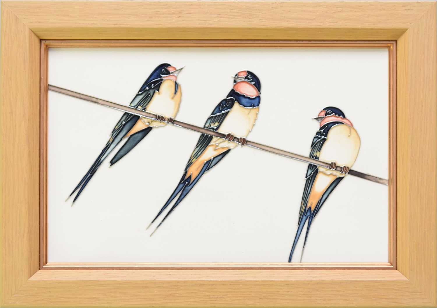 Lot 390 - Moorcroft 'Swing By' plaque decorated with swallows