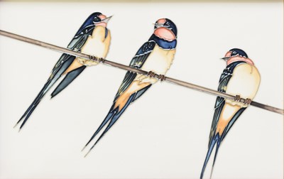 Lot 390 - Moorcroft 'Swing By' plaque decorated with swallows