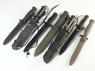 Lot 224 - A collection of survival knives and bayonets including L1A3 SLR