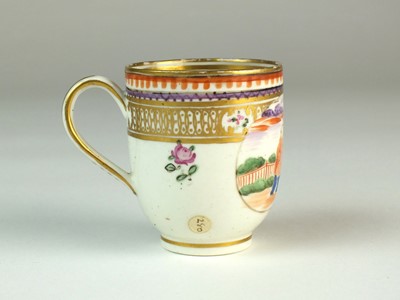 Lot 115 - Rare Caughley polychrome coffee cup, circa 1790
