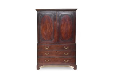 Lot 663 - A George III mahogany linen press, converted to a wardrobe