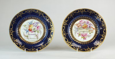 Lot 298 - A pair of good Coalport John Rose plates, outside decorated