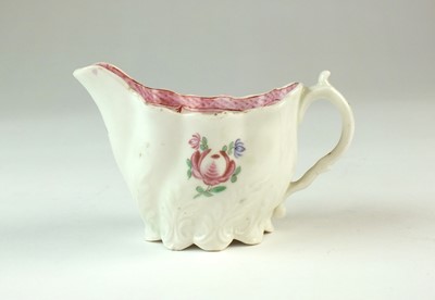 Lot 126 - Caughley polychrome 'Low Chelsea' ewer, circa 1780-90