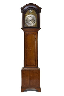 Lot 585 - A George III inlaid oak brass dial longcase clock Pullan of Bradford