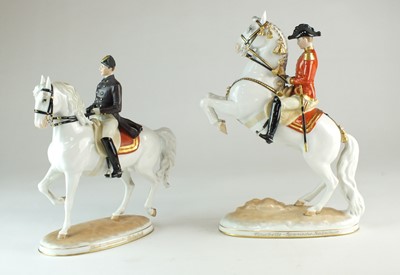 Lot 159 - A pair of Augarten Vienna 'Spanish Riding School' figures of 'Trab' and 'Courbette'