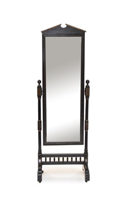 Lot 694 - A Victorian ebonised cheval mirror