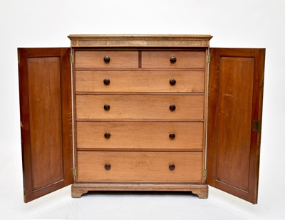 Lot 550 - A Victorian burr wood enclosed chest of drawers