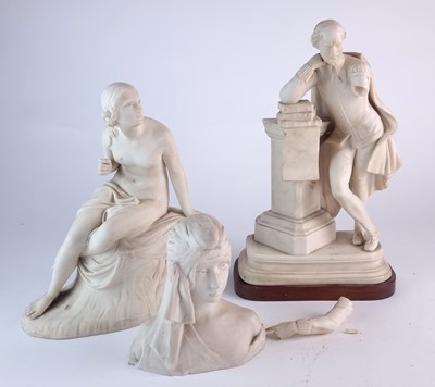 Lot 172 - Two Victorian parian figures and a Sevres biscuit bust