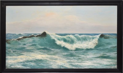 Lot 352 - Daniel Sherrin (British, 1868-1940), Waves breaking, oil, 61 x 107cm