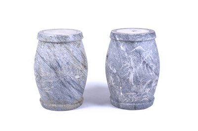 Lot 298 - A pair of Chinese dreamstone marble garden seats, 20th century