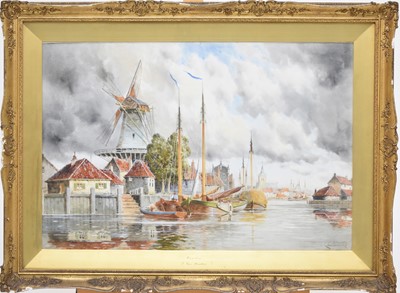 Lot 270 - Louis van Staaten (Dutch, 1836-1909), Haarlem, watercolour, 49.5 x 75.5cm