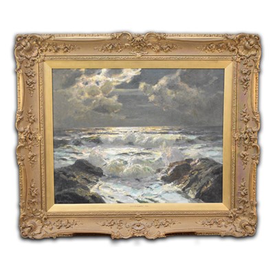 Lot 297 - Julius Olsson R.A. (British, 1864-1942), coastal scene, oil, 64 x 76cm