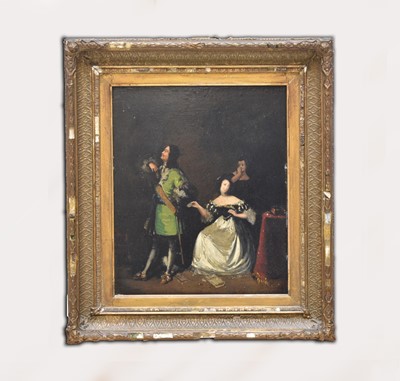 Lot 260 - Manner of Gerard Terborch (1617-1681) ' A Disagreement', oil