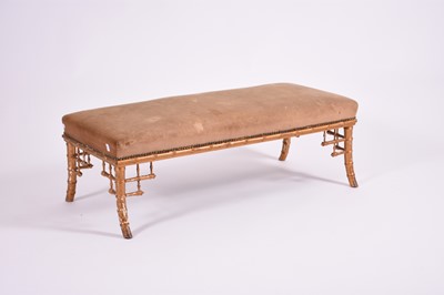 Lot 235 - An Aesthetic period, gilded bamboo-form  over-stuffed stool