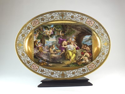 Lot 156 - A large Royal Vienna 'Bacchus and Ariadne' dish or platter