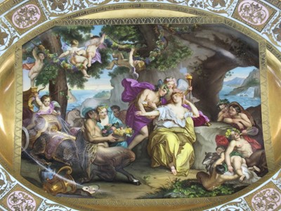 Lot 156 - A large Royal Vienna 'Bacchus and Ariadne' dish or platter