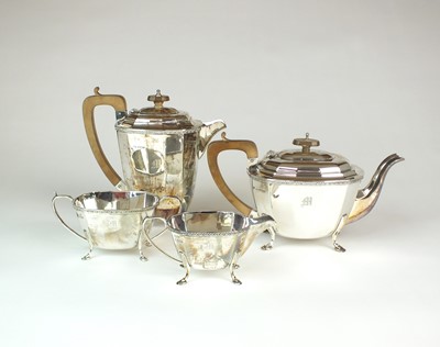 Lot 7 - An Art Deco four piece silver tea service