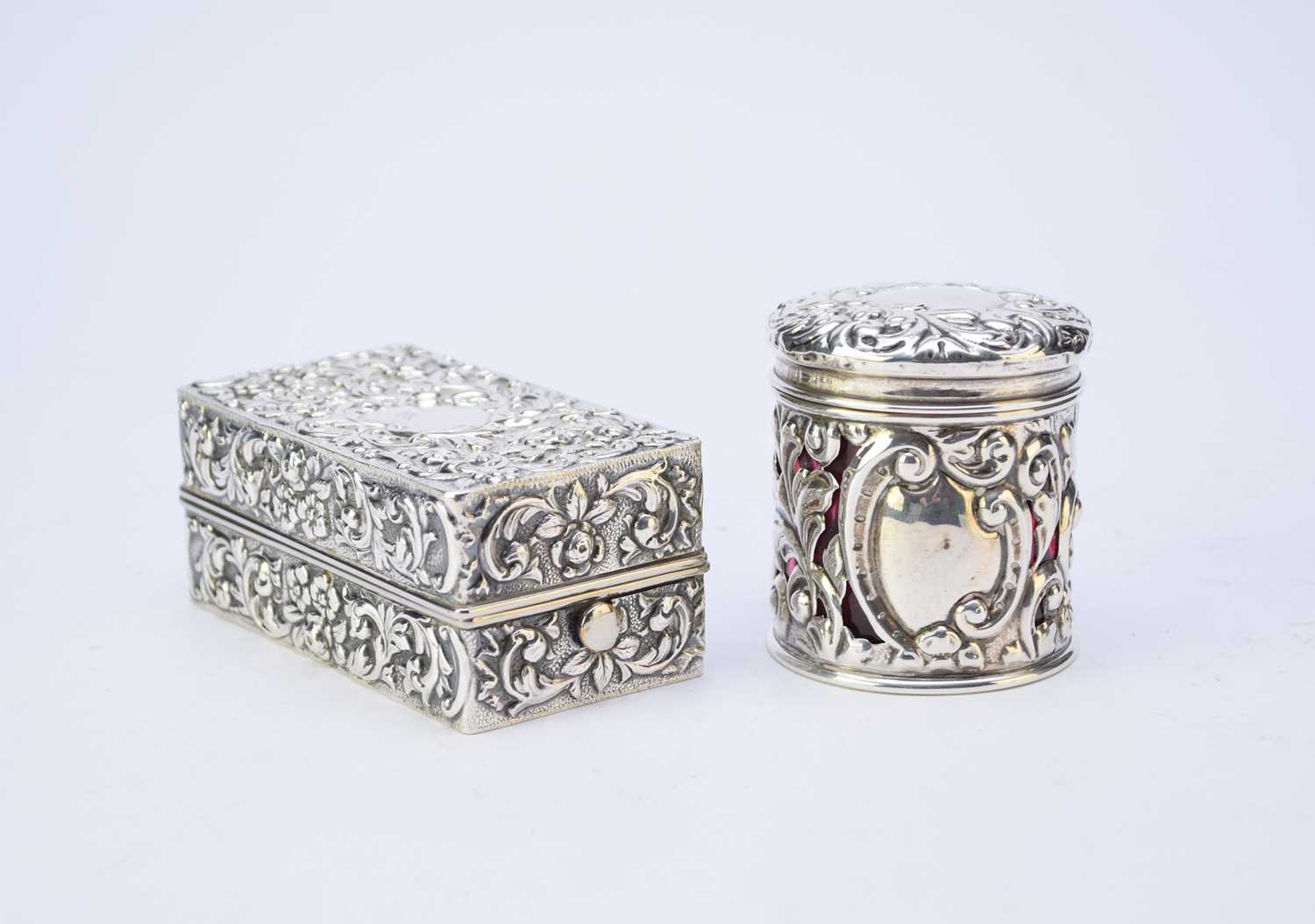 Lot 23 - A Victorian silver travelling ink well case and a silver dressing table jar