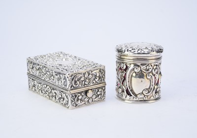 Lot 23 - A Victorian silver travelling ink well case and a silver dressing table jar