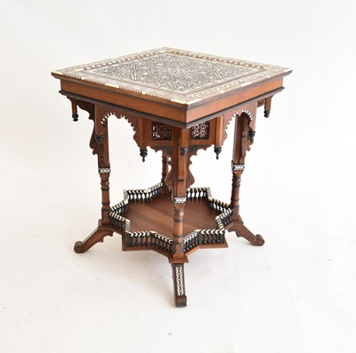 Lot A good and rare 19th century Egyptian, architectural-form, inlaid centre table