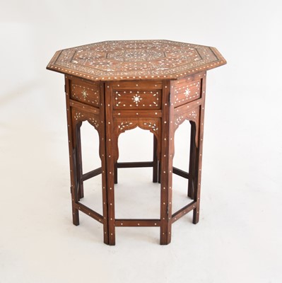 Lot A late 19th/early 20th century Indian inlaid hard-wood, octagonal occasional table