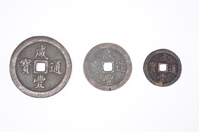 Lot China, coins, Xianfeng (1851-1861) 50, 20 and 10 cash