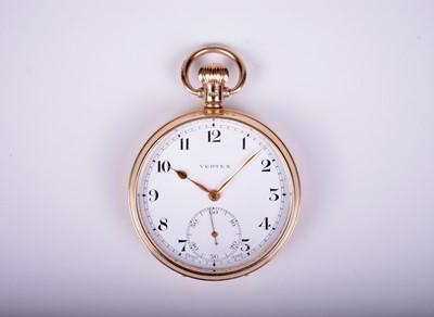 Lot 106 - Vertex: A 9ct gold open face pocket watch