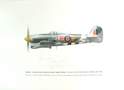 Lot Keith Broomfield - Hawker "Typhoon" print signed by Wing Commander Beamont