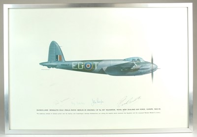 Lot Keith Broomfield - De Havilland Mosquito, signed by four WW2 RAF commanders