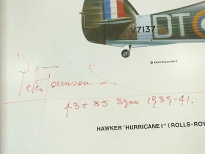 Lot 8 - Keith Broomfield - Hawker Hurricane print signed by RAF Group Captain Peter Townsend