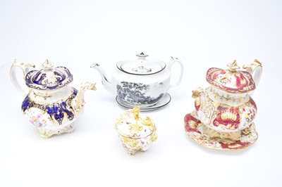 Lot 336 - Three teapots and a Coalbrookdale bowl and cover