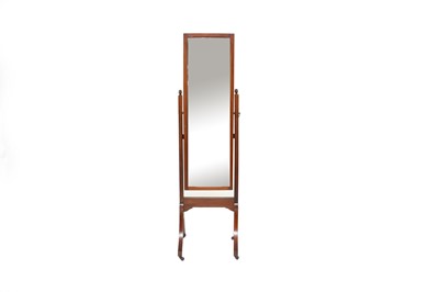 Lot 696 - A 20th century mahogany cheval mirror