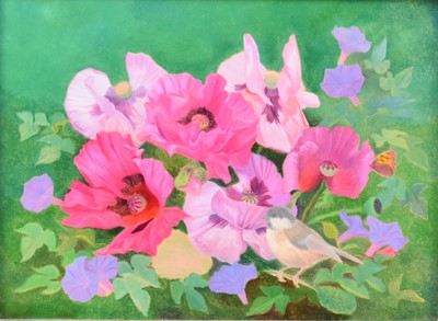 Lot 215 - Denby Sweeting,(1936-2020). Still Life of mixed Flowers including Poppies and Bougainvillea