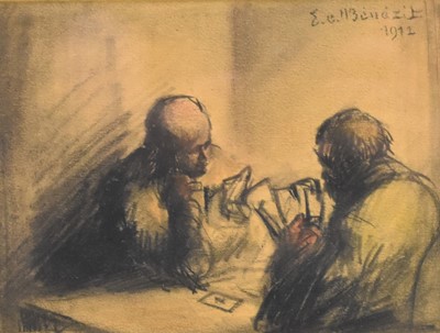 Lot 349 - Emmanuel Charles Benezit (1887-1975) Les Jouers des Cartes; and two further works