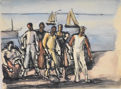 Lot 349 - Emmanuel Charles Benezit (1887-1975) Les Jouers des Cartes; and two further works