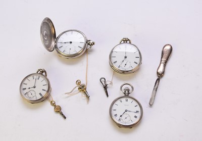 Lot 113 - A collection of silver and white metal pocket watches