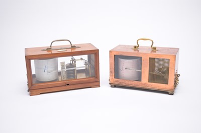 Lot 594 - A Negretti & Zambra cased barograph together with a copper-cased thermograph