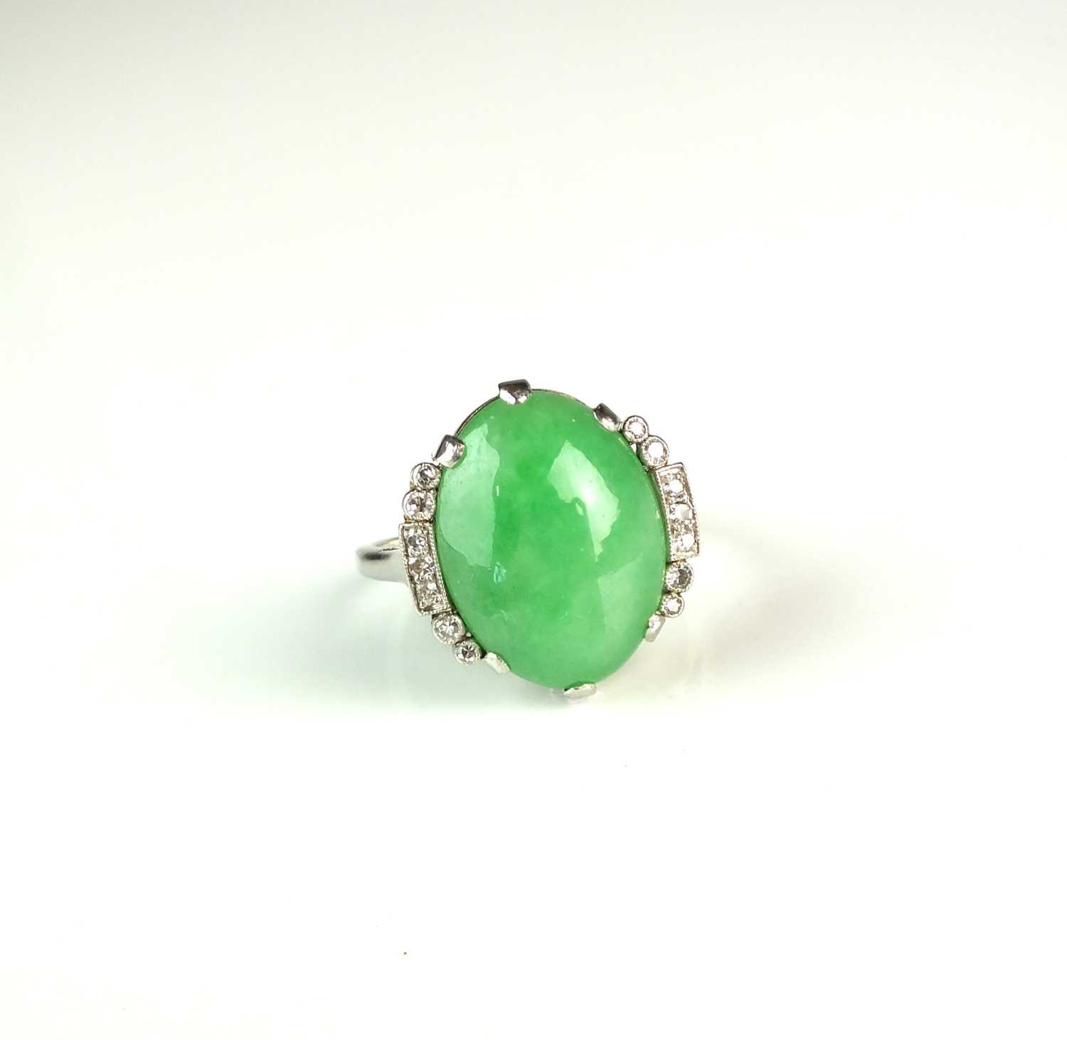 Lot 59 - A jade and diamond ring