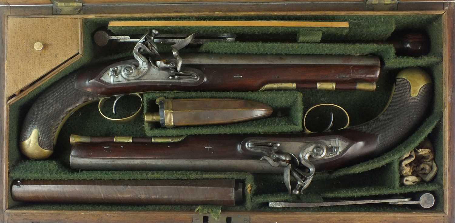 40 - A cased pair of English duelling pistols by Joseph Gulley, London